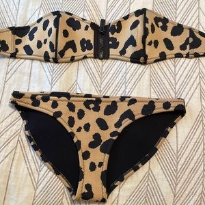 Leopard Triangl Swim Suit Two Piece. Size small